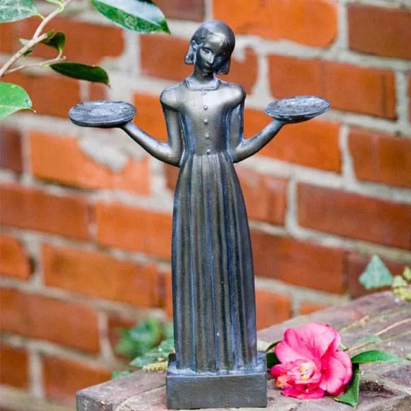 Small Outdoor Garden Bird Girl Statue 15" H9041