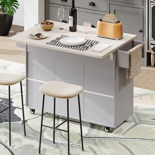 Black Farmhouse Kitchen Island with Power Outlet and Drop Leaf Q884226