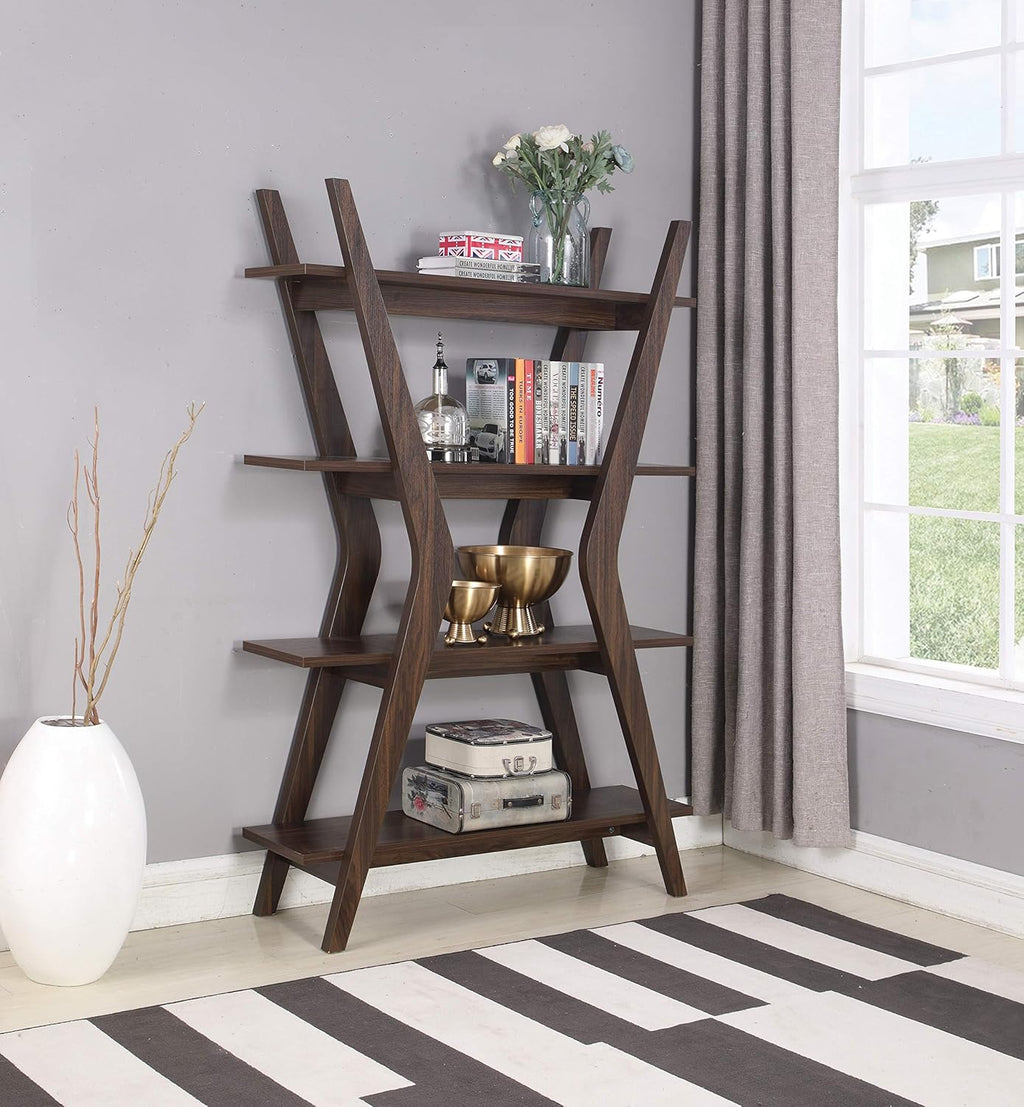 4-Tier Bookcase Dark Walnut Brown S3654