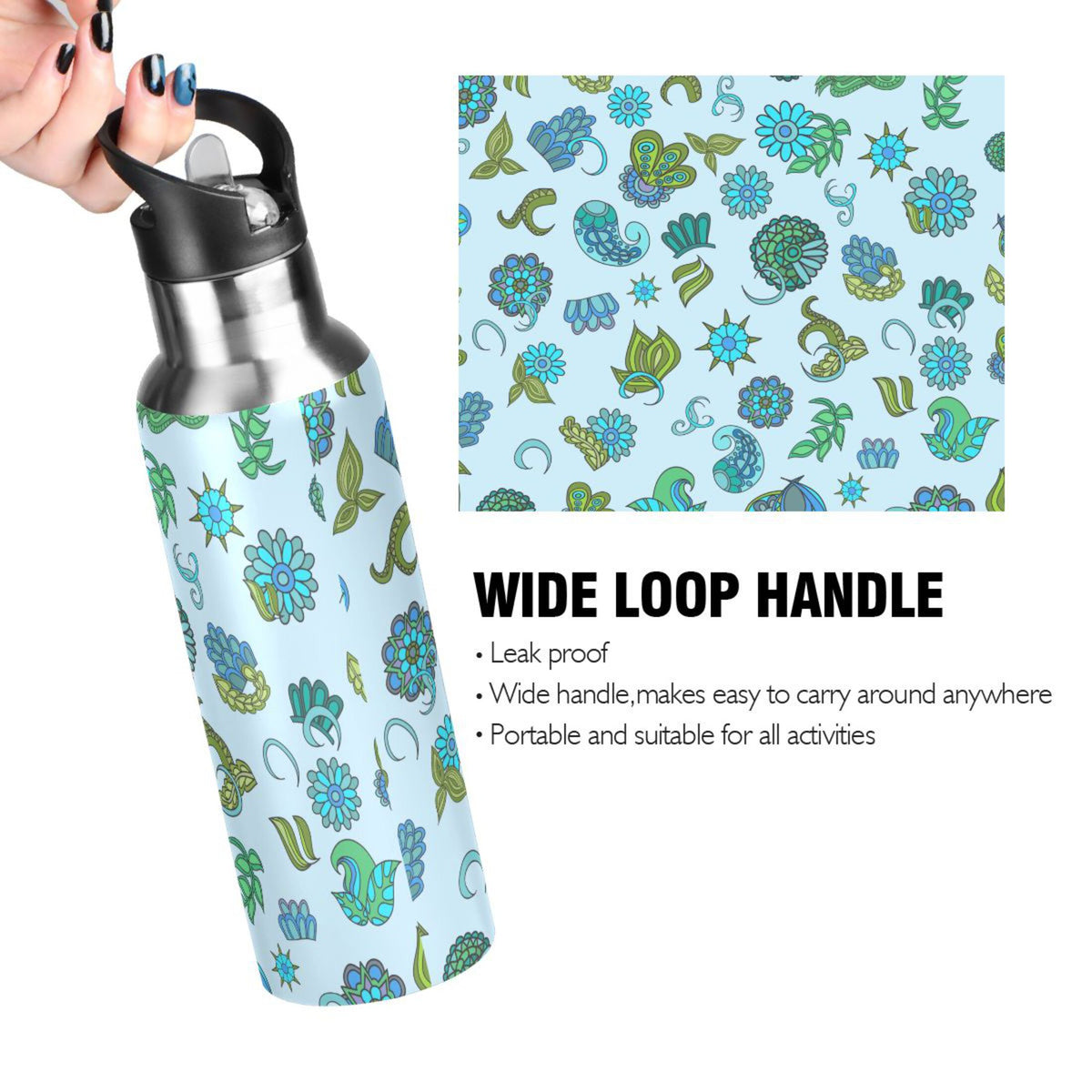 20 oz Insulated Stainless Steel Water Bottle with Straw Lid A43774