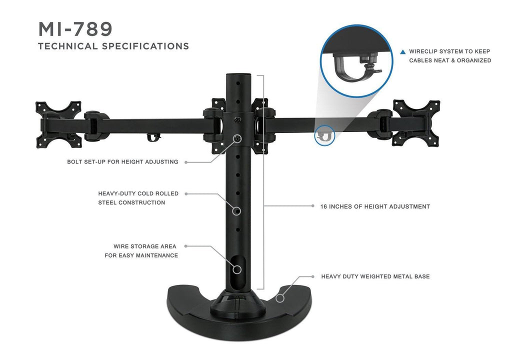 Triple Freestanding Height Adjustable Monitor Desk Mount, Black N9383