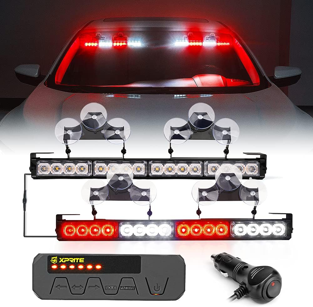 Amber LED Emergency Strobe Light Bar with Control Box, Pack of 2 J2615