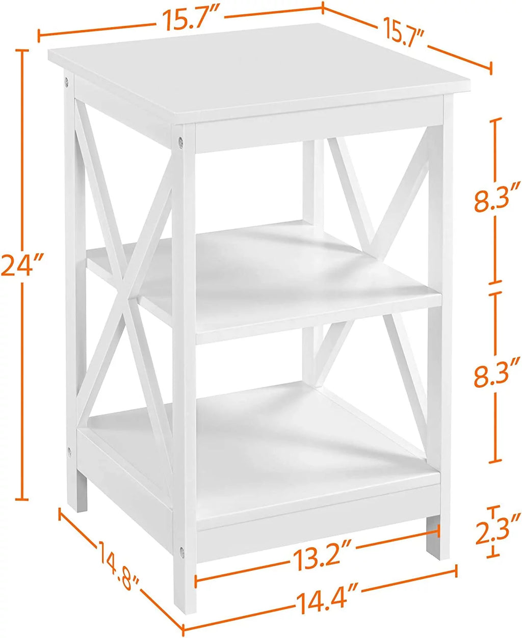 3-Tier Wooden Side End Tables with Solid Wood Legs I36963