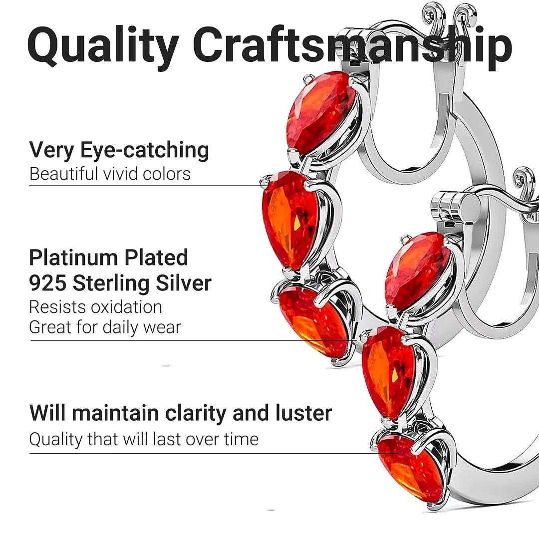 Orange Huggie Hoop Earrings Cubic Zirconia I13951