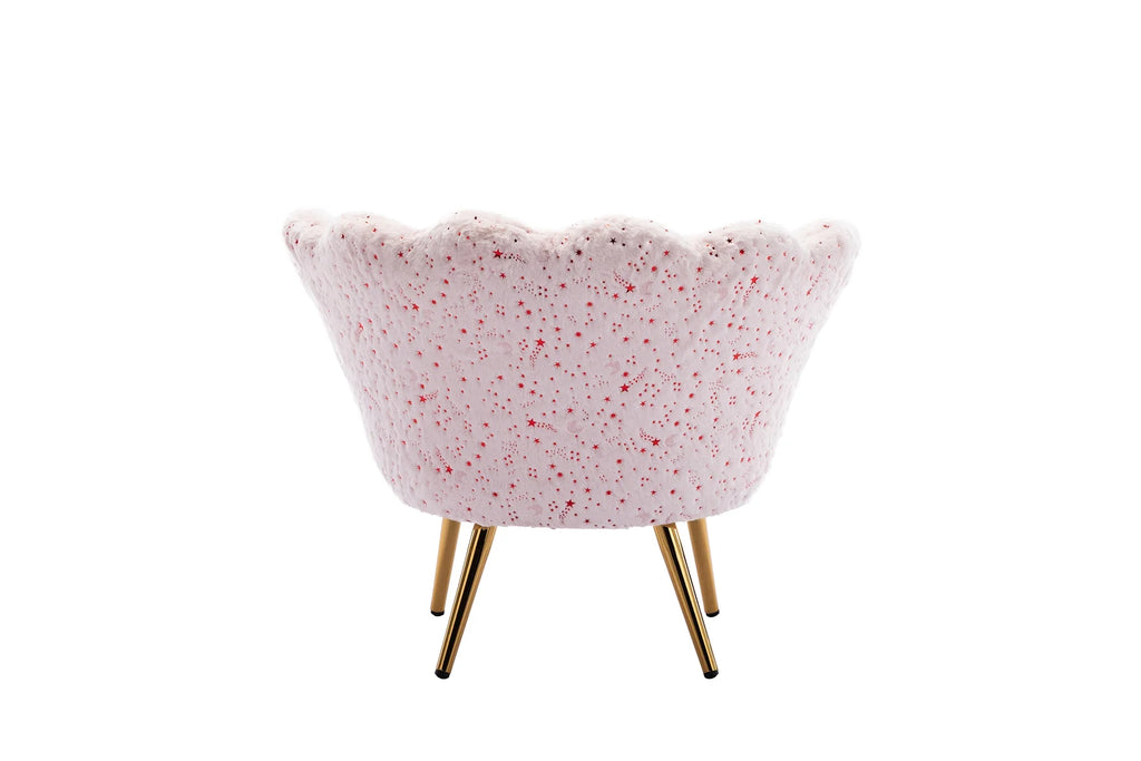 Pink Faux Fur Kids Sofa Chair with Gold Legs F88396