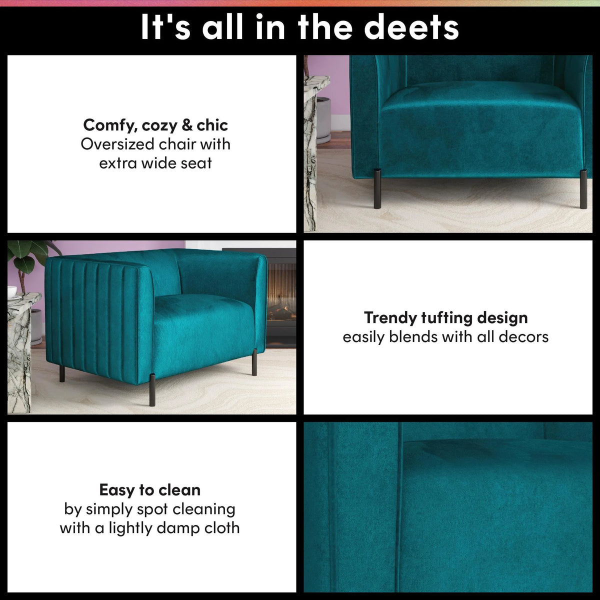 Emerald Green Velvet Upholstered Accent Chair and a Half O4604