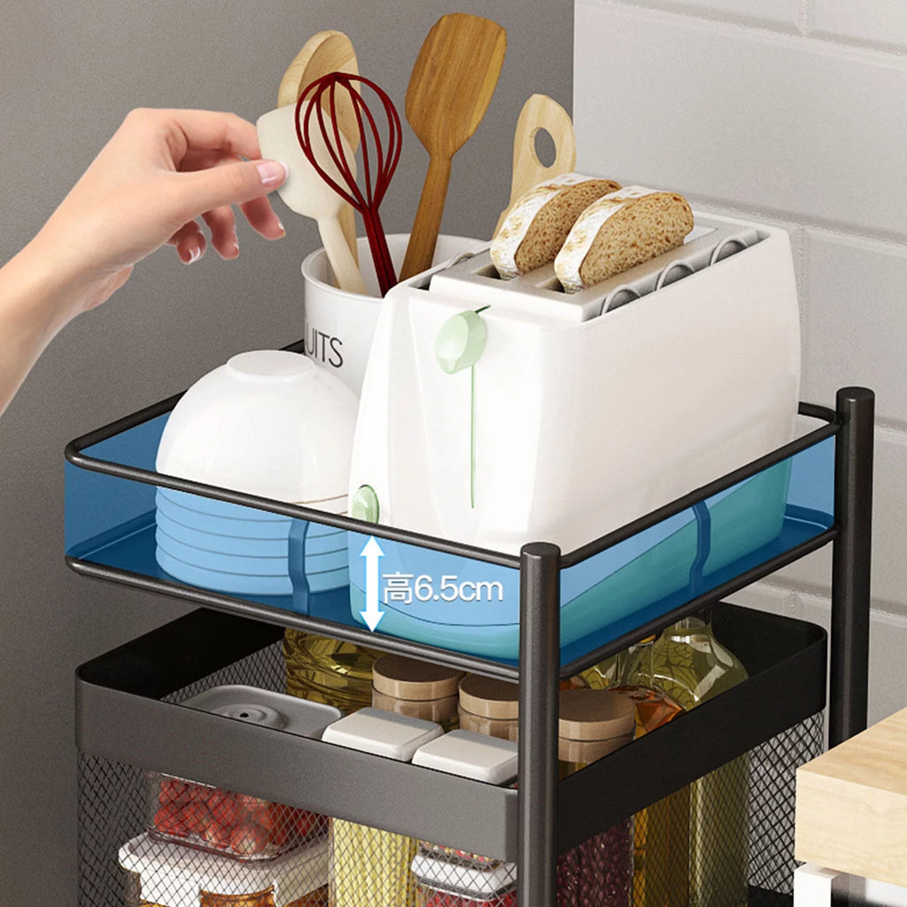 4-Tier Rotating Metal Storage Basket with Wheels V61672