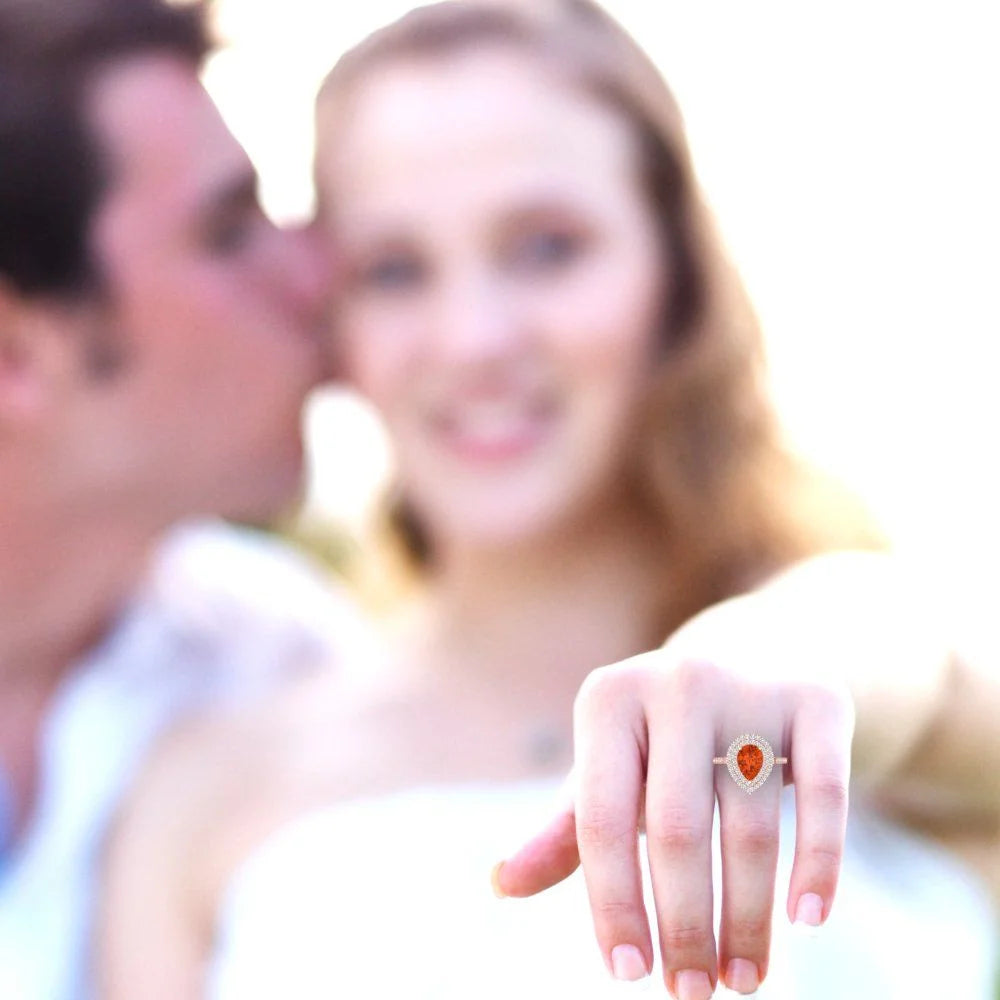 14k Rose Gold Halo Solitaire Ring size 6.5 E762
