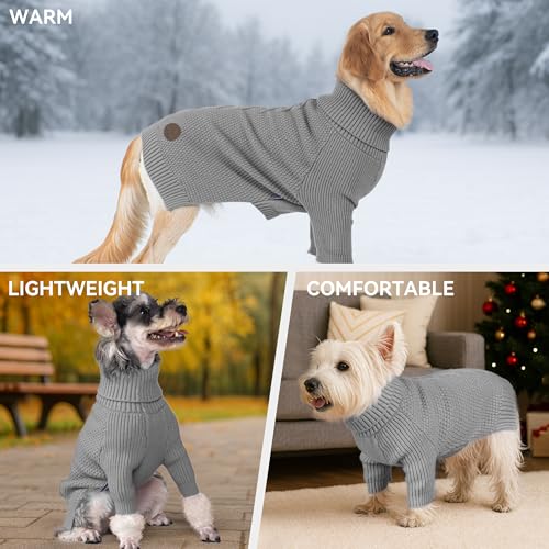 Dog Christmas Sweater Turtleneck Soft Knitted Long Sleeves Burgundy 2XL K21334
