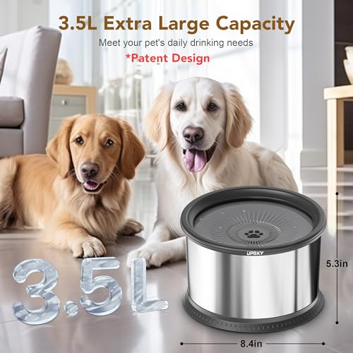 6.5L Stainless Steel No Spill Dog Water Bowl with Anti-Slip Mat L1485