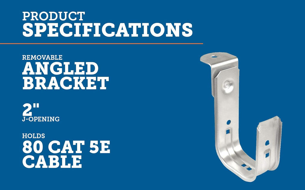 2 Inch Zinc Plated Steel J-Hook with Angle Bracket, 50 Pack A4582
