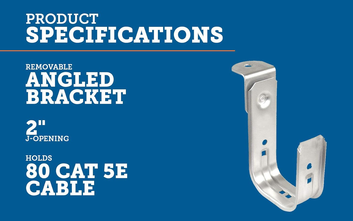 2 Inch Zinc Plated Steel J-Hook with Angle Bracket, 50 Pack A4582