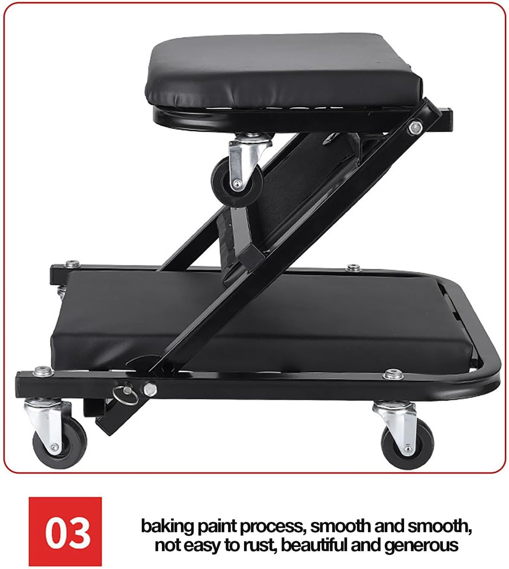 36 Inches Adjustable Rolling Garage Creeper with 6 Swivel Casters I49054