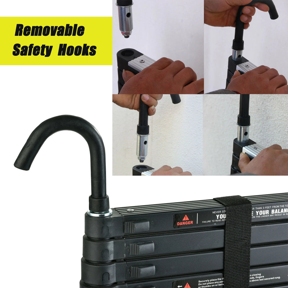 10.5ft Aluminum Extension Ladder with Anti-Slip Rubber Feet P902