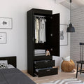 White 2 Door 1 Drawer Wood Armoire Wardrobe C3493