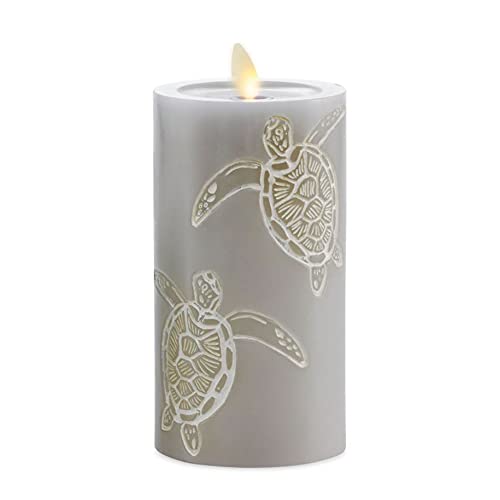White Pinecone Flameless LED Candle Pillar (3" x 6.5") A45695