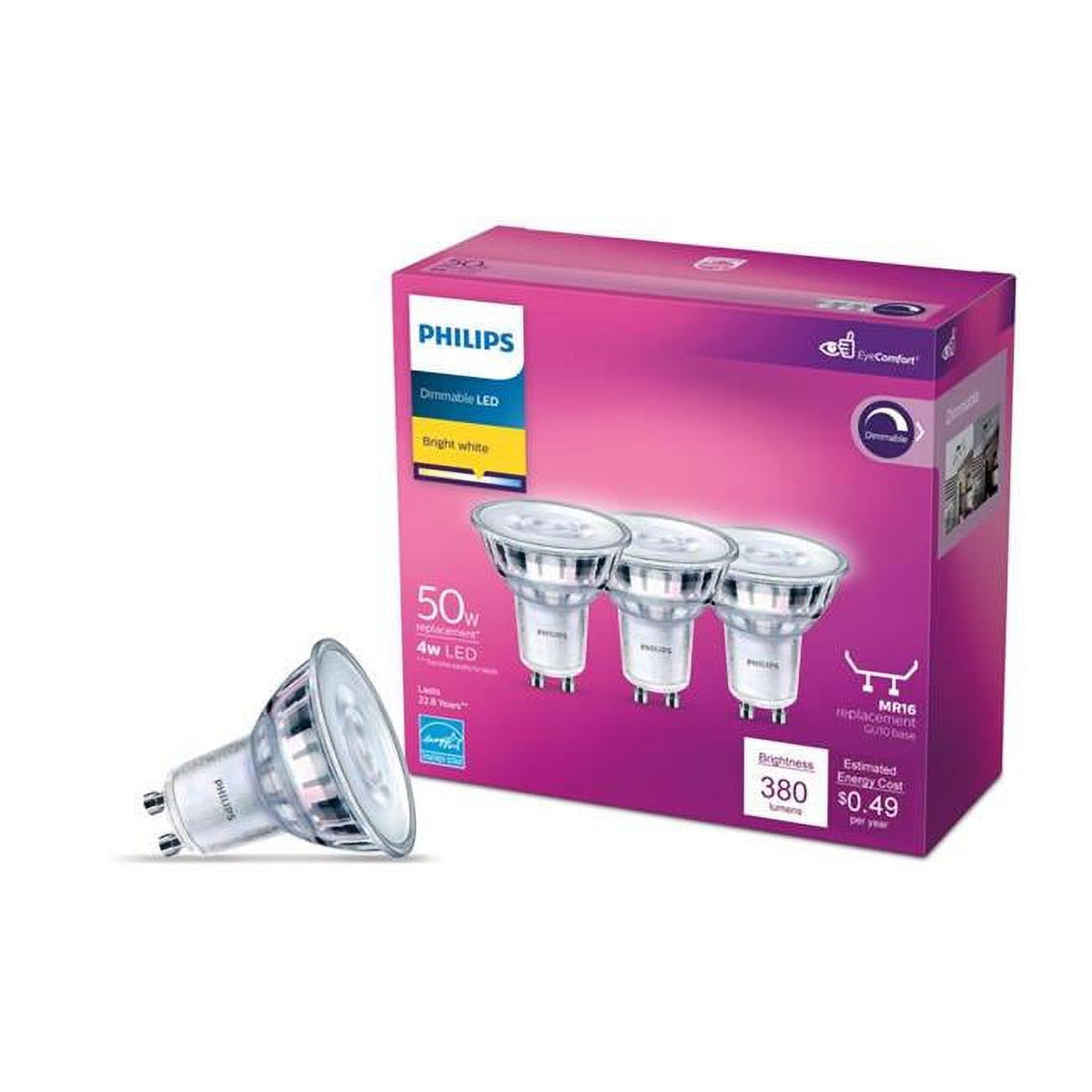 50-Watt Equivalent MR16 GU10 Base LED Light Bulb Bright White 3000K (3-Pack) N471723