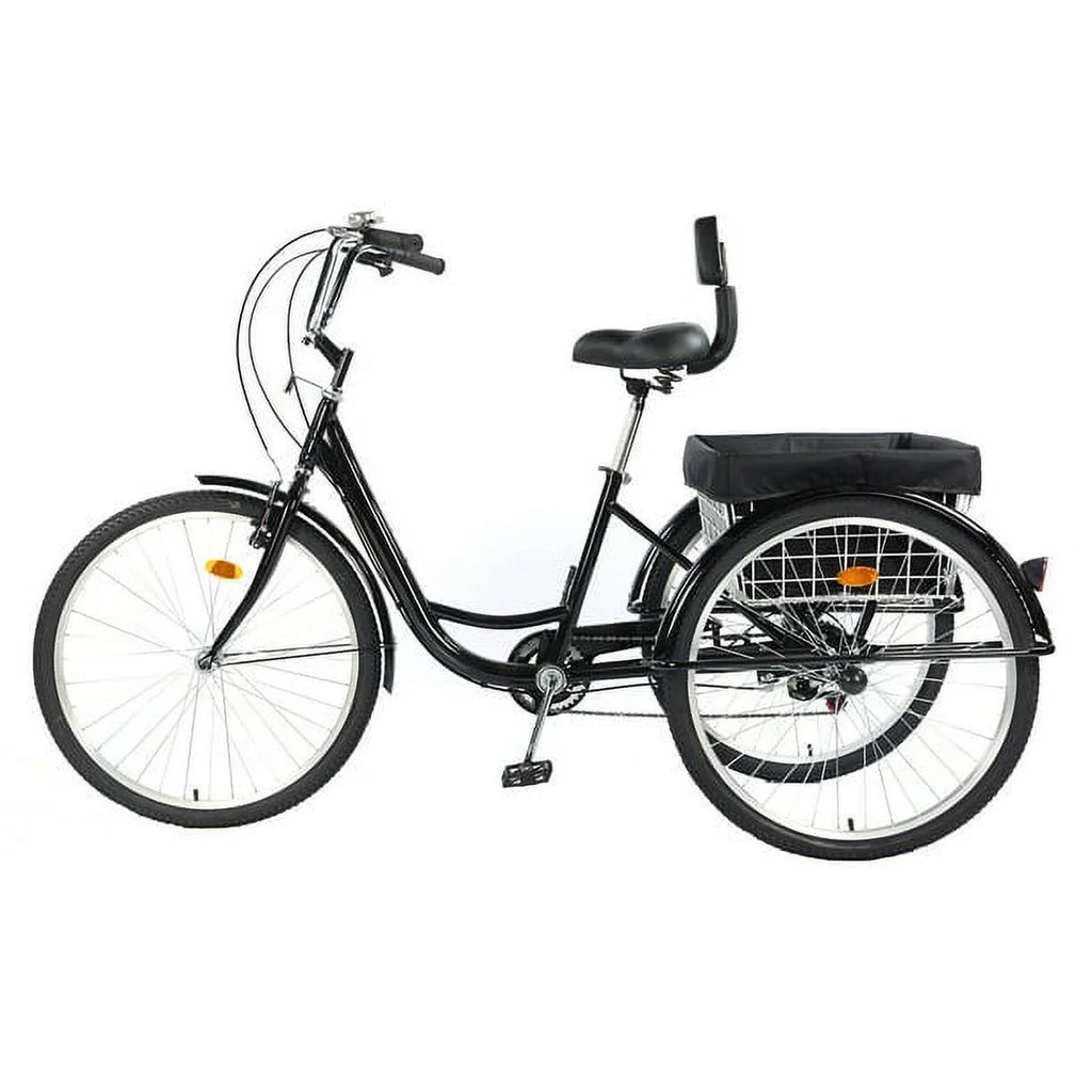 26 Inch 7-Speed 3-Wheel Bike (Black) Q522