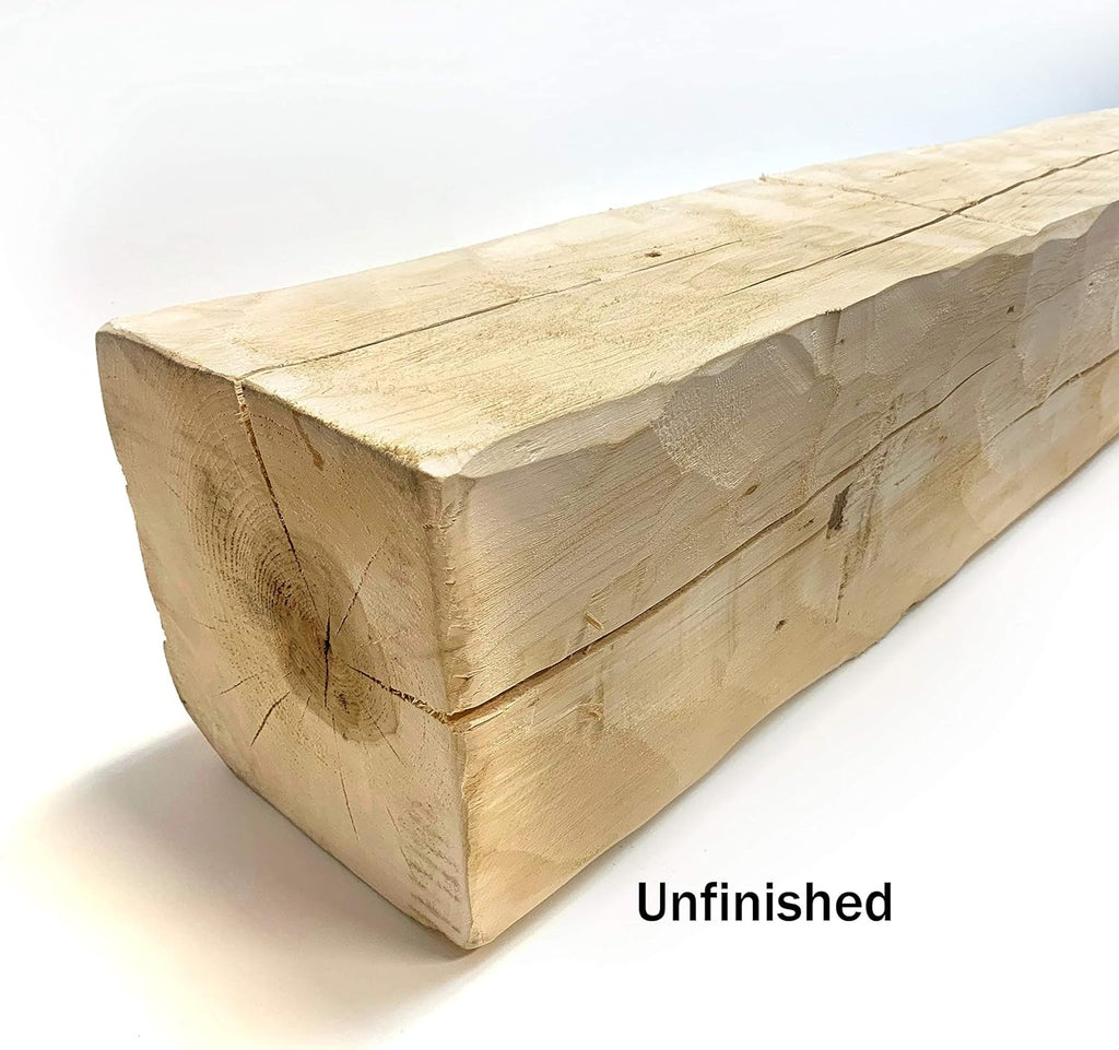 Rustic Natural Unfinished Solid Wood Barn Beam Mantel W340025