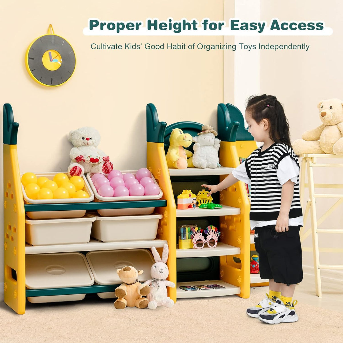 Kids Toy Storage Organizer with 6 Bins and 7 Shelves Q708