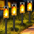 8 Packs Solar Torches with Flickering Flame Waterproof Transparent LED Solar Pathway Lights B430