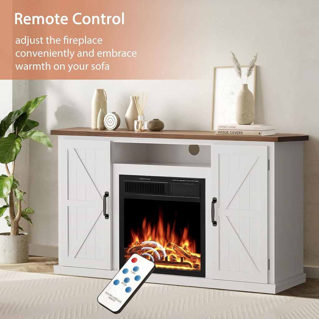47" Fireplace Mantel Wood Surround Tv Stand Freestanding Corner Heater Infrared Quartz Heater Adjustable Led Flame Remote Control O9783