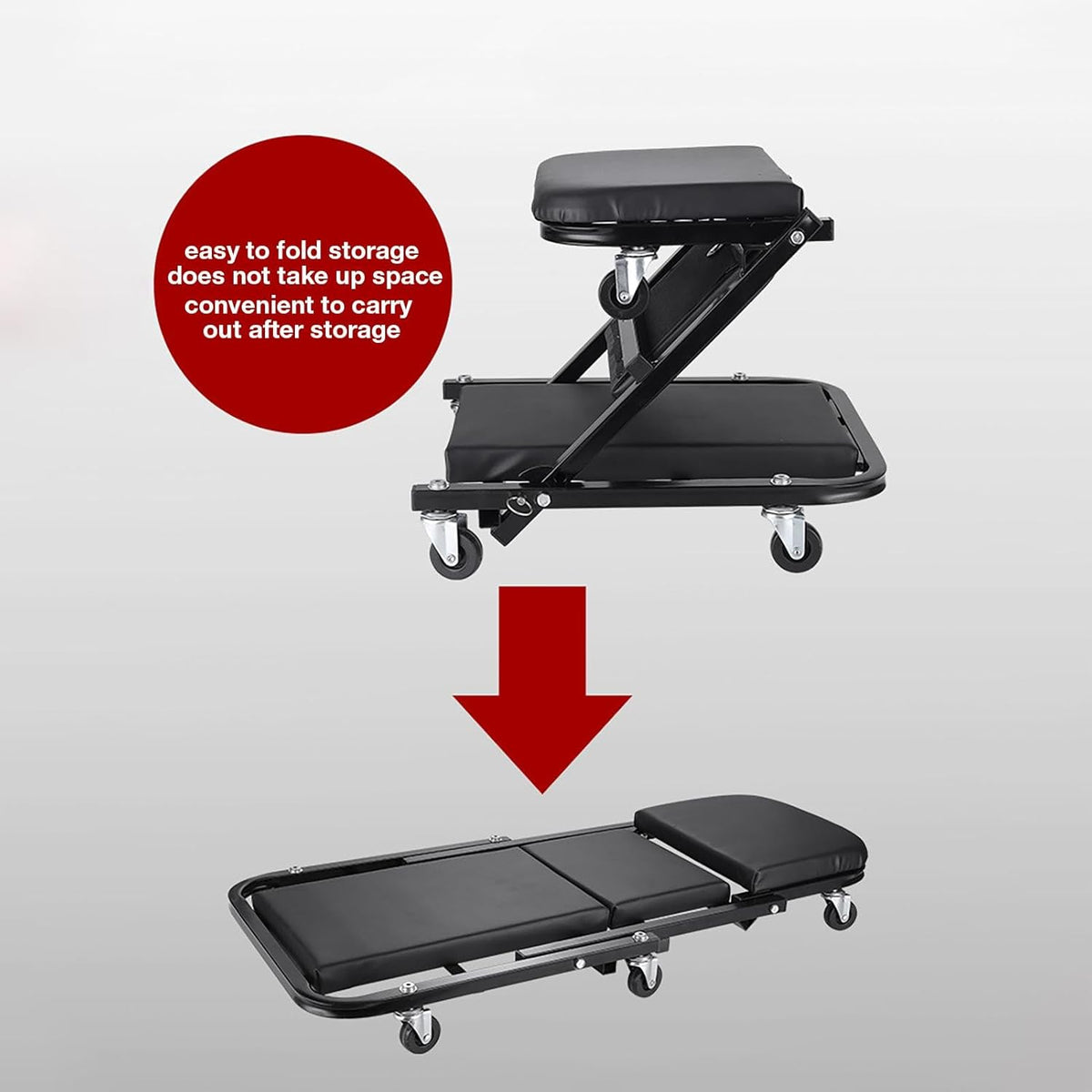 36 Inches Adjustable Rolling Garage Creeper with 6 Swivel Casters I49054