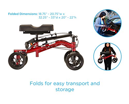 Red Heavy Duty Knee Scooter, 400 lb Weight Capacity V897