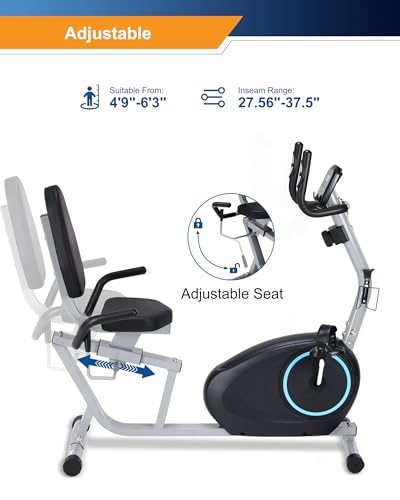 Recumbent Exercise Bike with 400LB Weight Capacity, Pulse Sensor, 16-level Resistance, LCD Monitor V6533