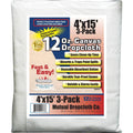 Natural Canvas Drop Cloth 4 ft. x 15 ft. 12 oz. 3-Pack T85729