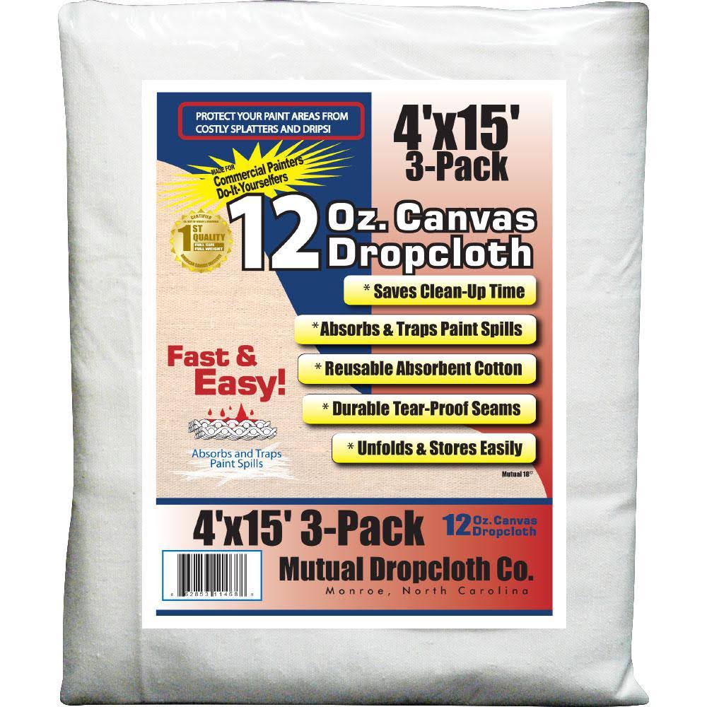Natural Canvas Drop Cloth 4 ft. x 15 ft. 12 oz. 3-Pack T85729