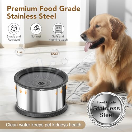 6.5L Stainless Steel No Spill Dog Water Bowl with Anti-Slip Mat L1485