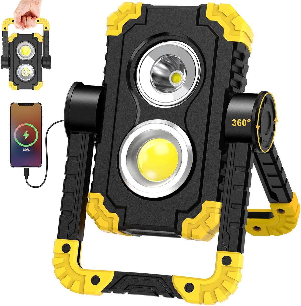 3000 Lumen 30W Rechargeable Cob & XPG LED Work Light A910865