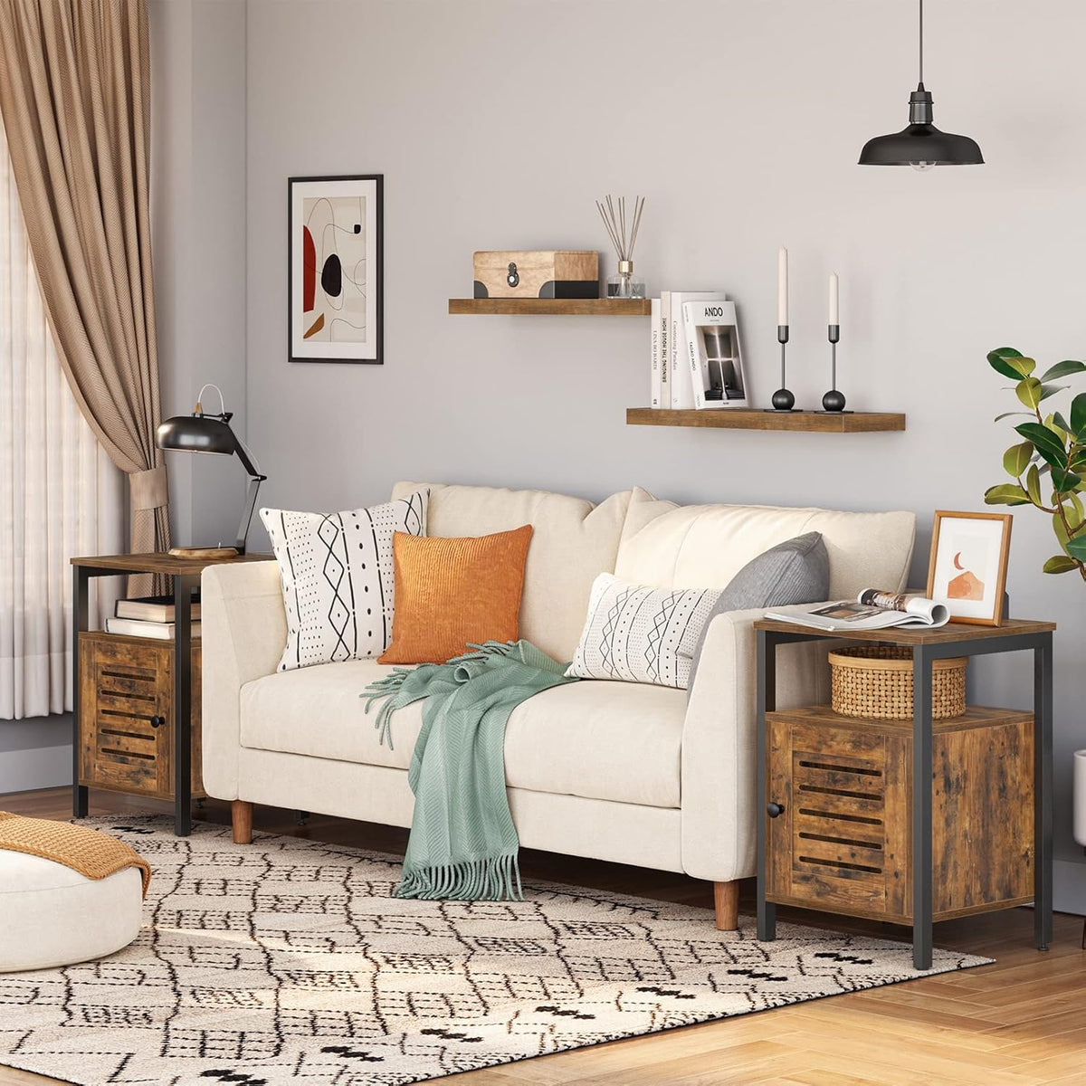 Set of 2 Wood Nightstand with Storage L8540