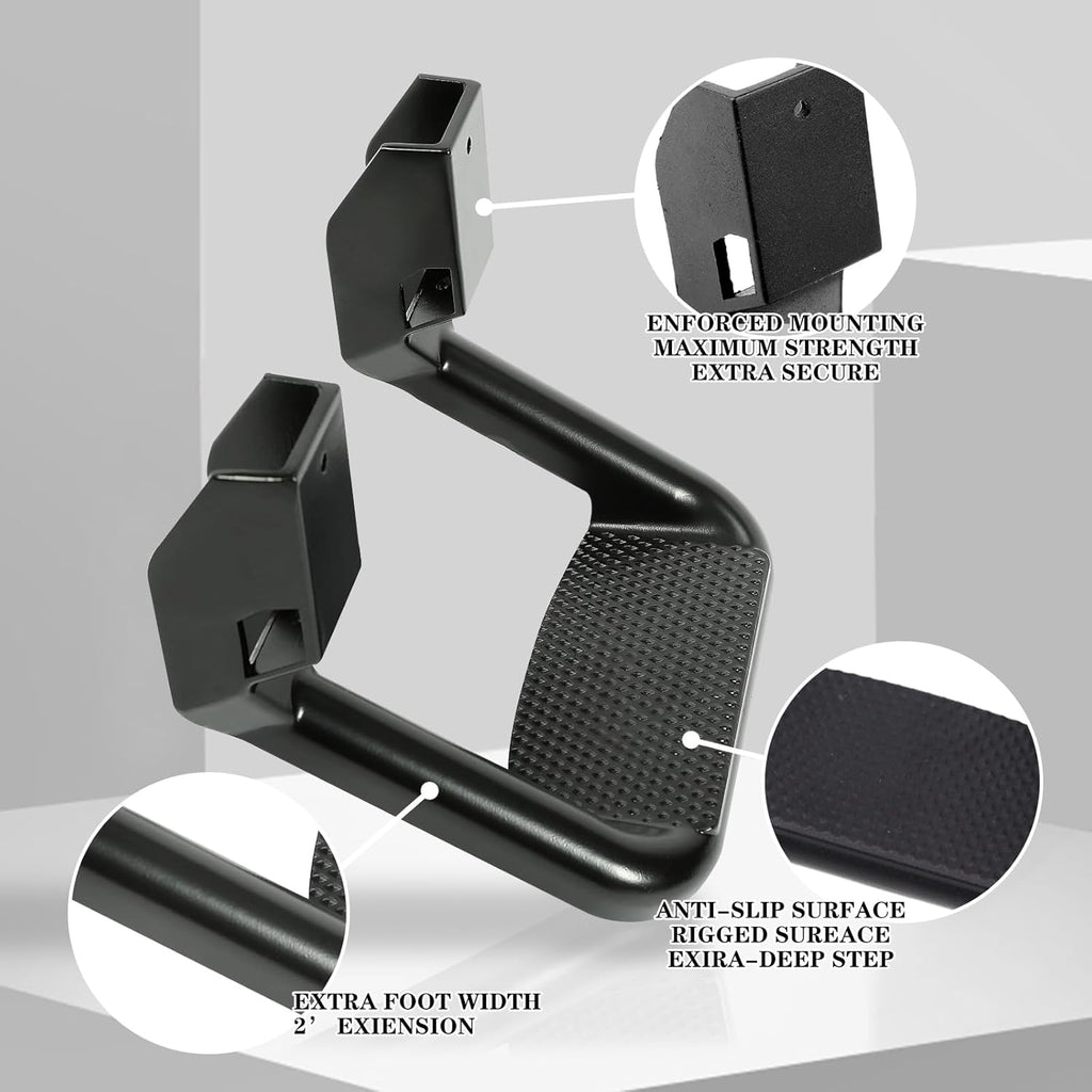 Black Powder Coated Truck Side Step Set - 2 Pieces (1 Pair) with Mounting Brackets N40019