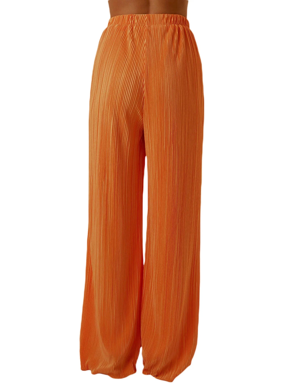 Women Casual Solid Colour Loose Fit Elasticated Waist Long Trouser with Pockets W947019