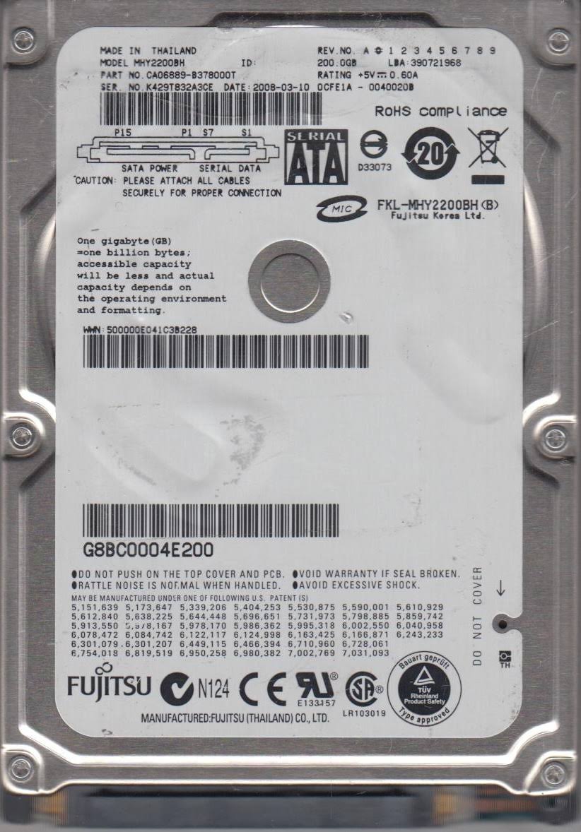 200GB SATA 2.5 Hard Drive W2290