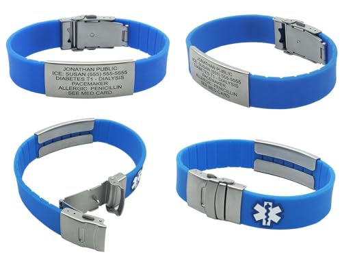 Black Medical Alert Bracelet with Custom Engraving T398856