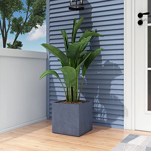 10 Inch Square Concrete Planter with Drainage Hole F768