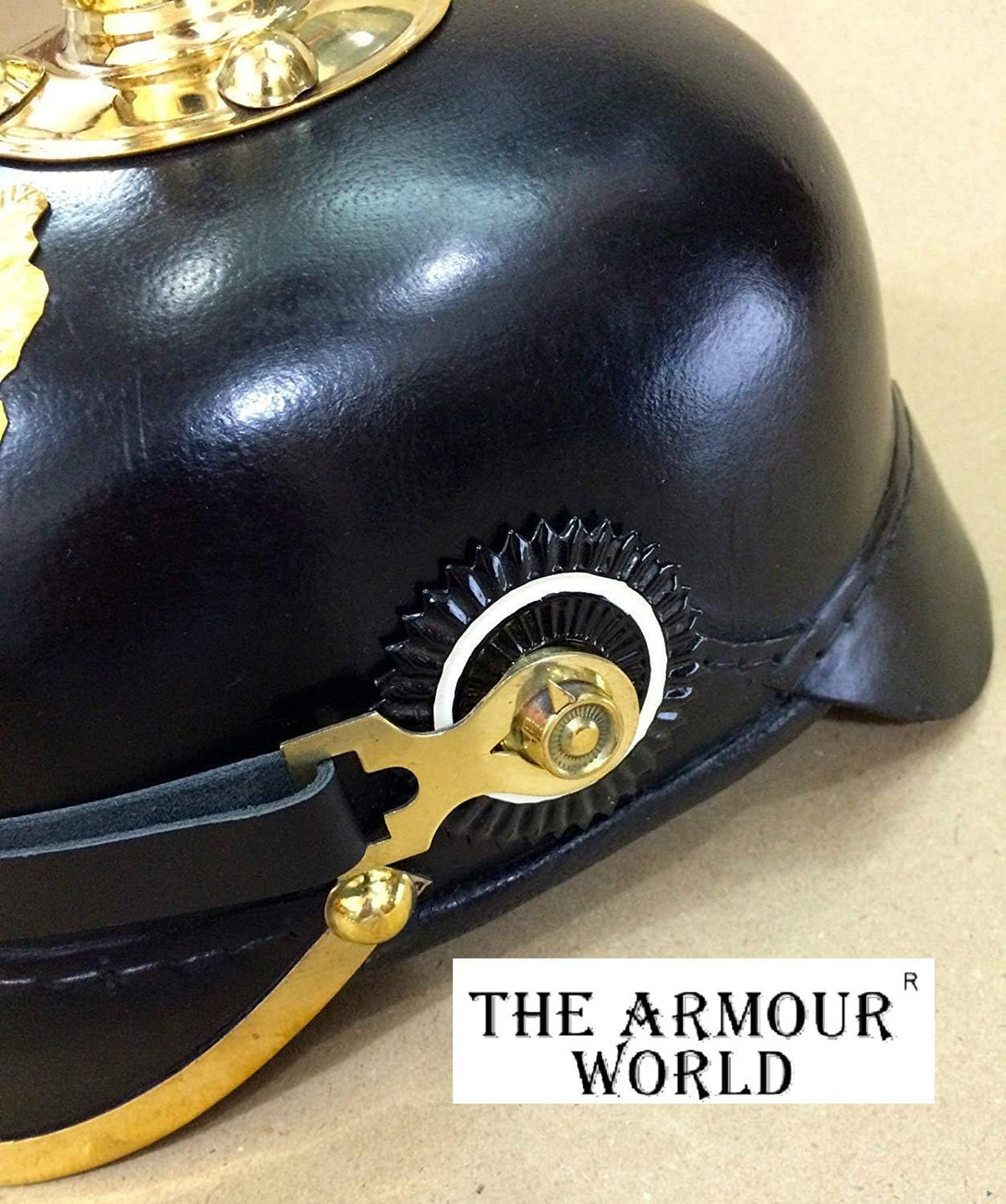 Leather Brass Spiked Military Helmet M7141