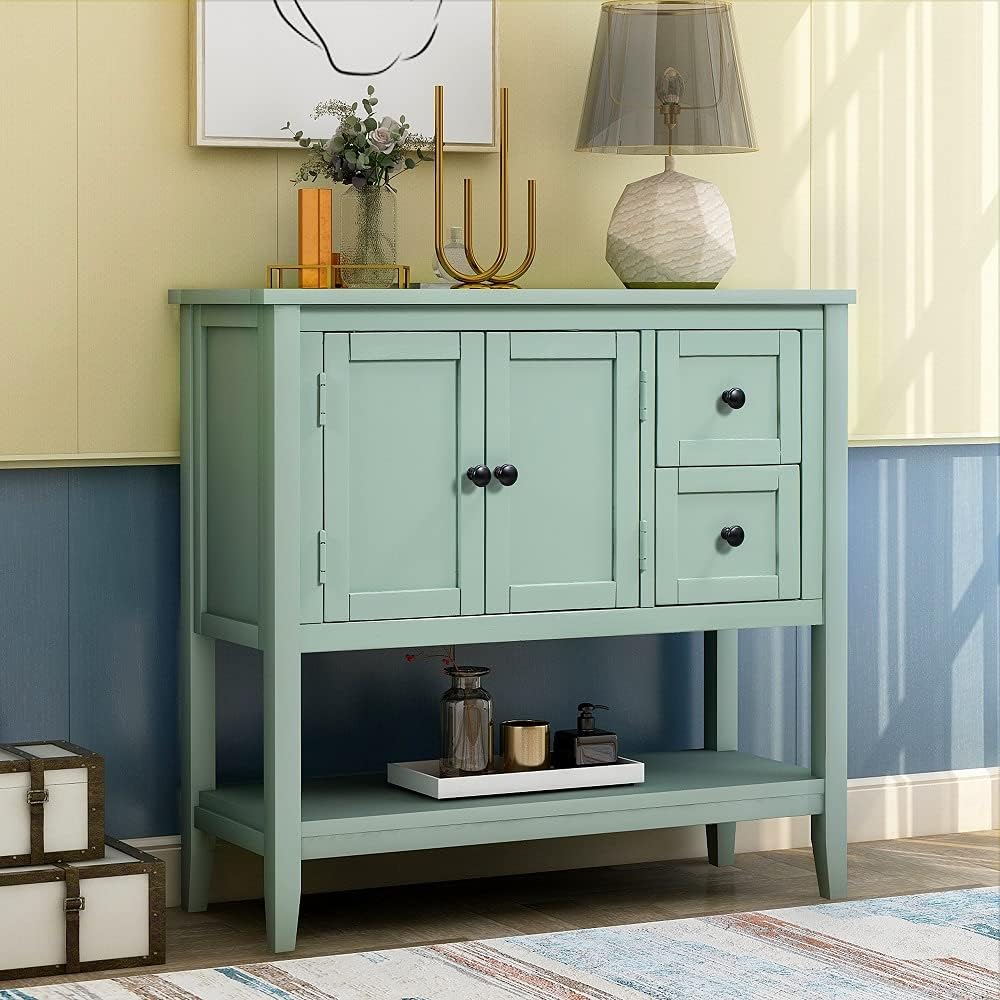 Navy Wood Console Table with 2 Drawers R79025