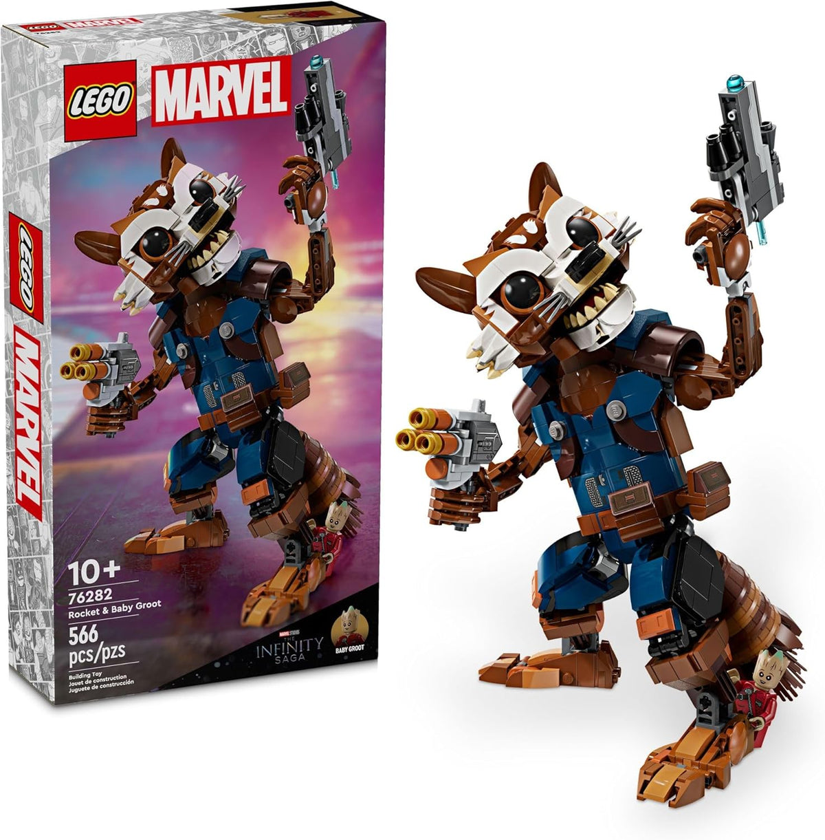 LEGO Marvel Rocket & Baby Groot Minifigure, Buildable Action Figure B641416