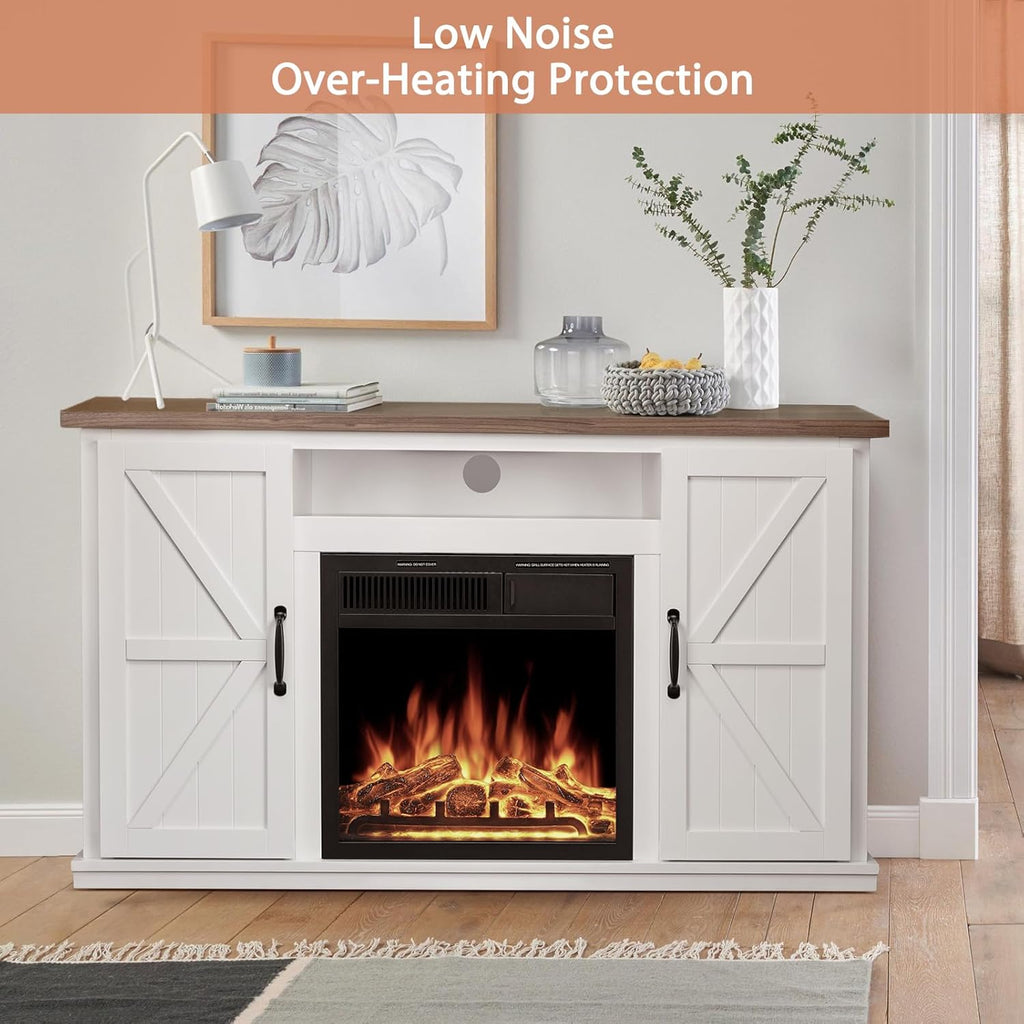 47" Fireplace Mantel Wood Surround Tv Stand Freestanding Corner Heater Infrared Quartz Heater Adjustable Led Flame Remote Control O9783