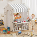 Kids Playhouse with Pretend Play Kitchen Toys Set Beige Gray Z82273
