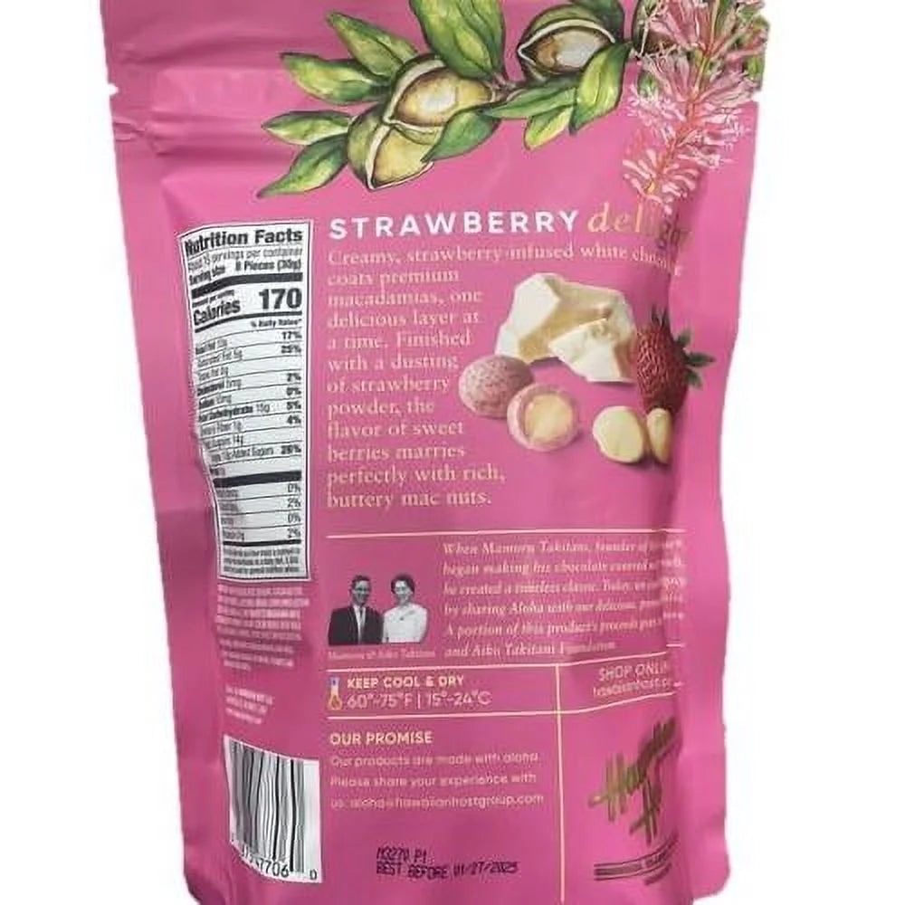 Strawberry And Cream Macadamias Chocolate 16 Oz J2043