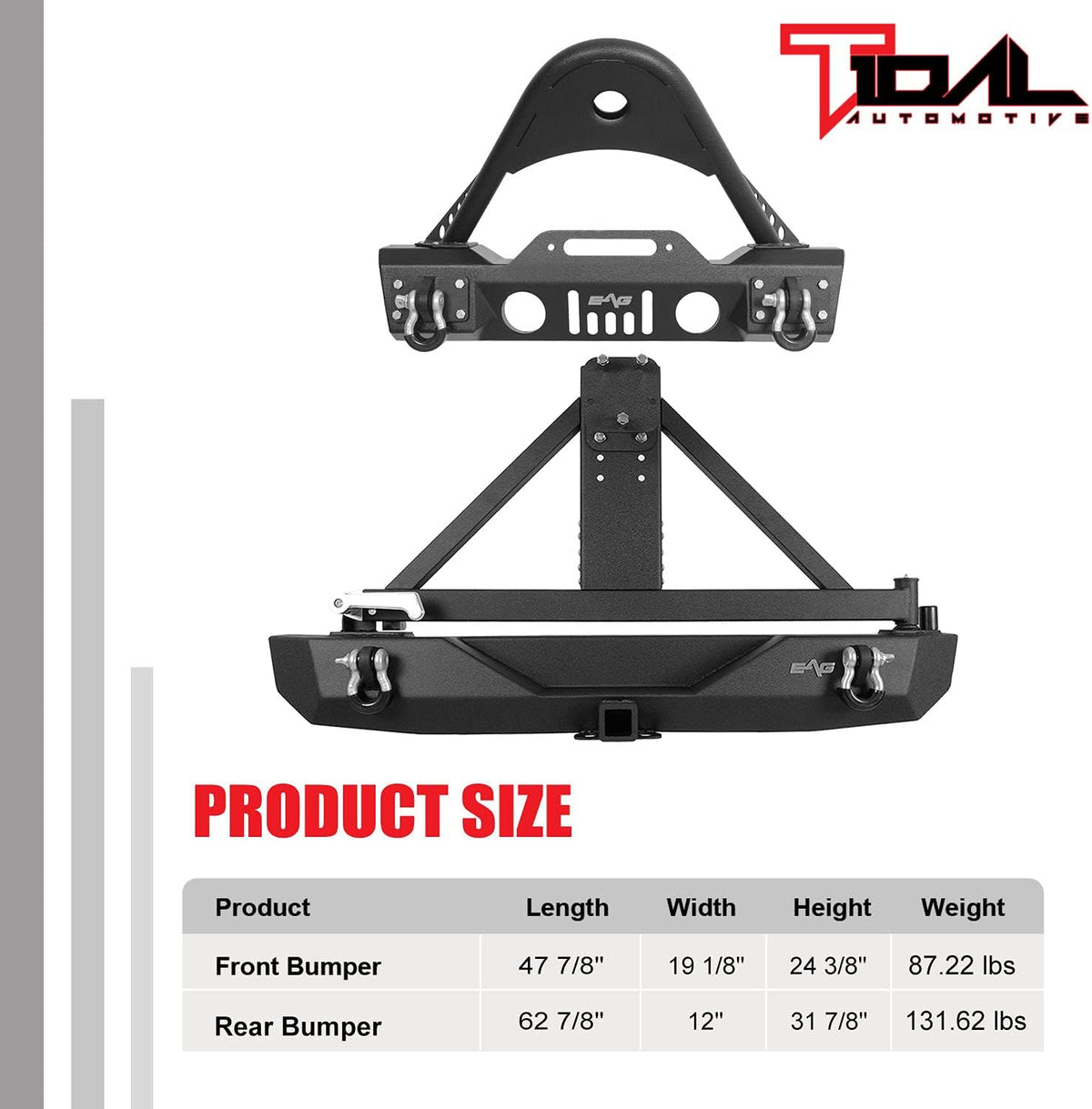 Front and Rear Bumper with Tire Carrier H100
