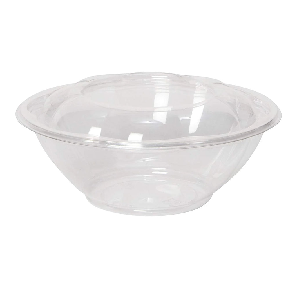 24 Oz Disposable Plastic Salad Bowls with Lids, 50-Pack O2214