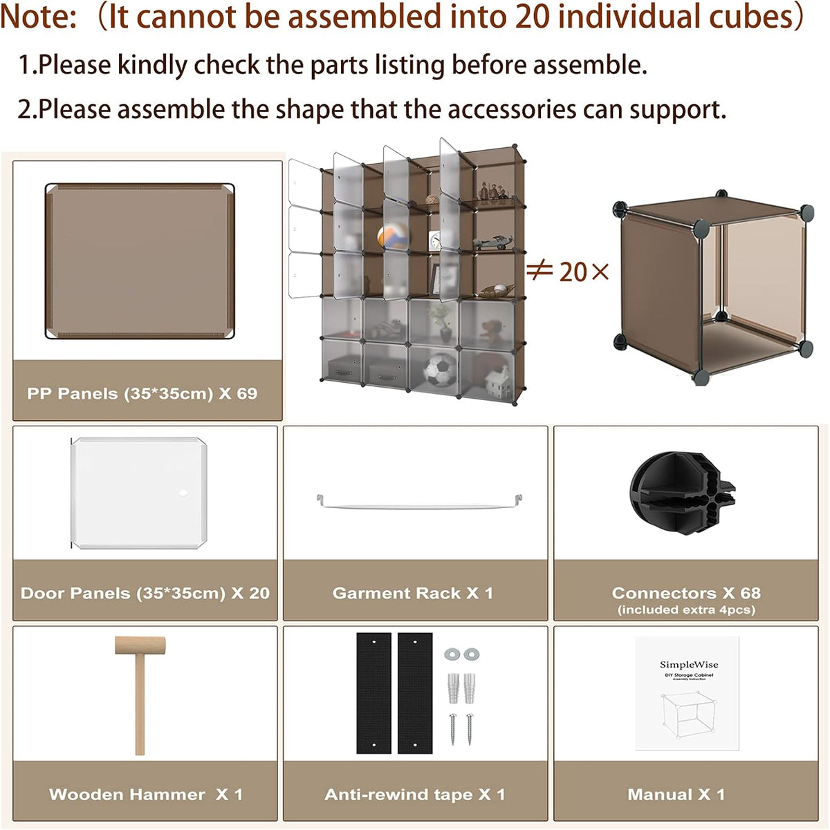 20 Cube Plastic Storage Organizer H6477