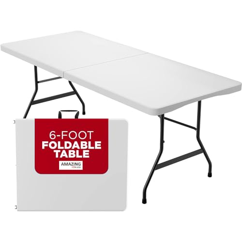 White Plastic 6ft Folding Table N365