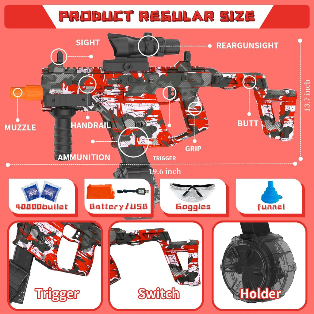 Red Electric Gel Ball Blaster with Goggles R13032